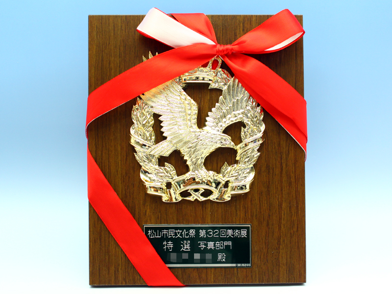松山市民文化祭 第32回 美術展で特選を受賞の楯